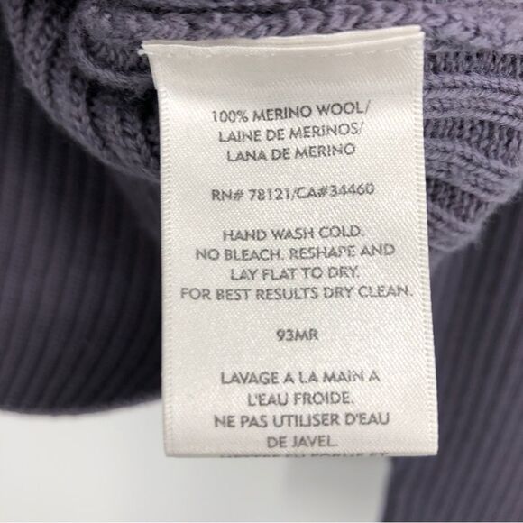 Eileen Fisher Merino Wool Sweater Womens S Purple Ribbed Heavy Chunky V Neck - Picture 5 of 6